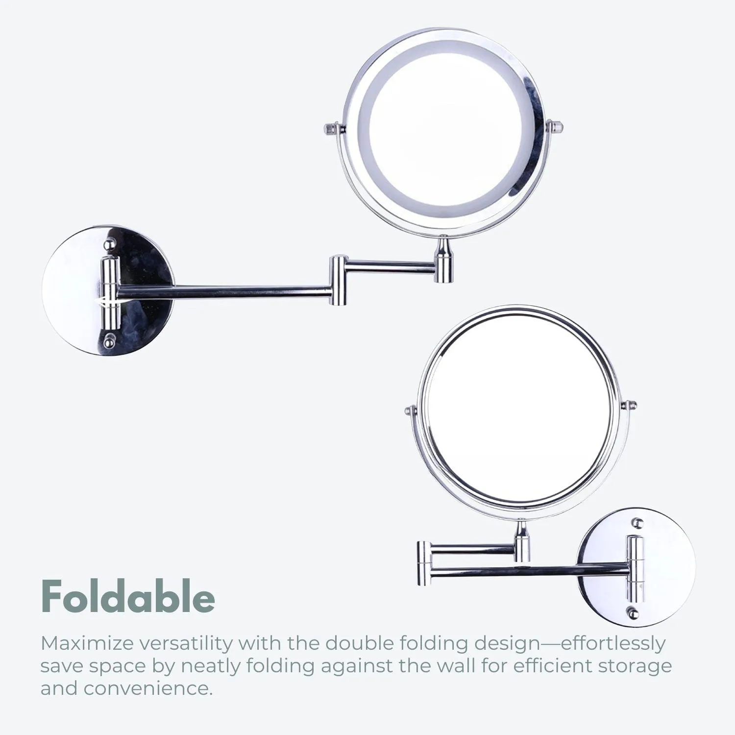 10x Magnifying LED Double-Sided Makeup Mirror, 8" Silver - GOMINIMO
