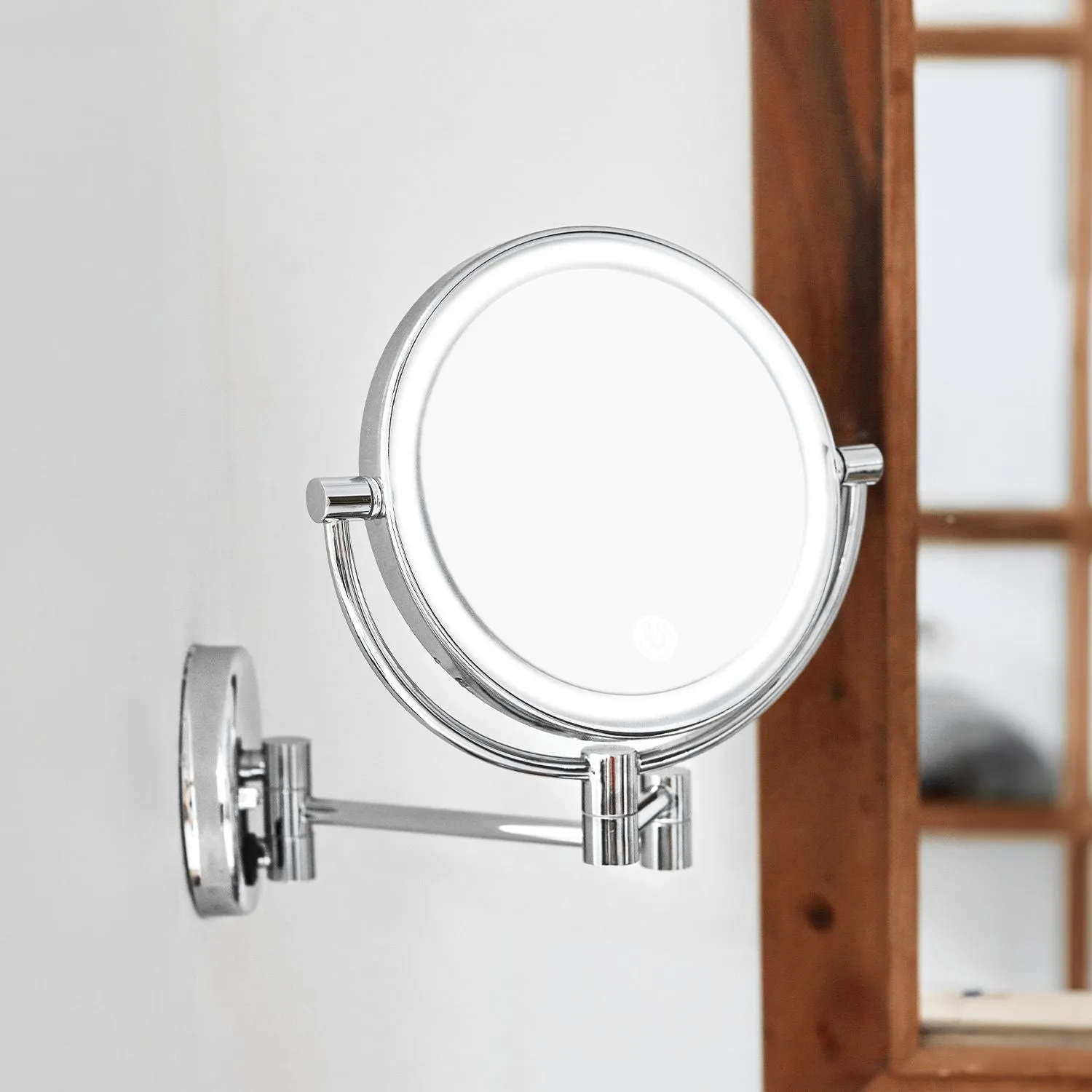 10x Magnifying LED Double-Sided Makeup Mirror, 8" Silver - GOMINIMO