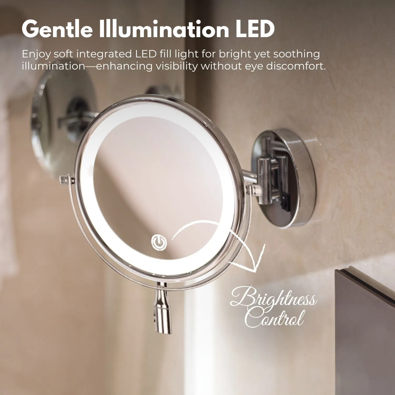 10x Magnifying LED Double-Sided Makeup Mirror, 8" Silver - GOMINIMO