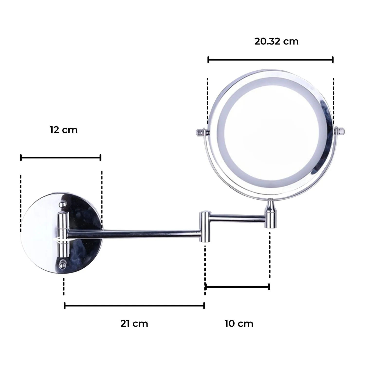 10x Magnifying LED Double-Sided Makeup Mirror, 8" Silver - GOMINIMO
