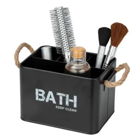 4 Compartment Bath Storage Box Black