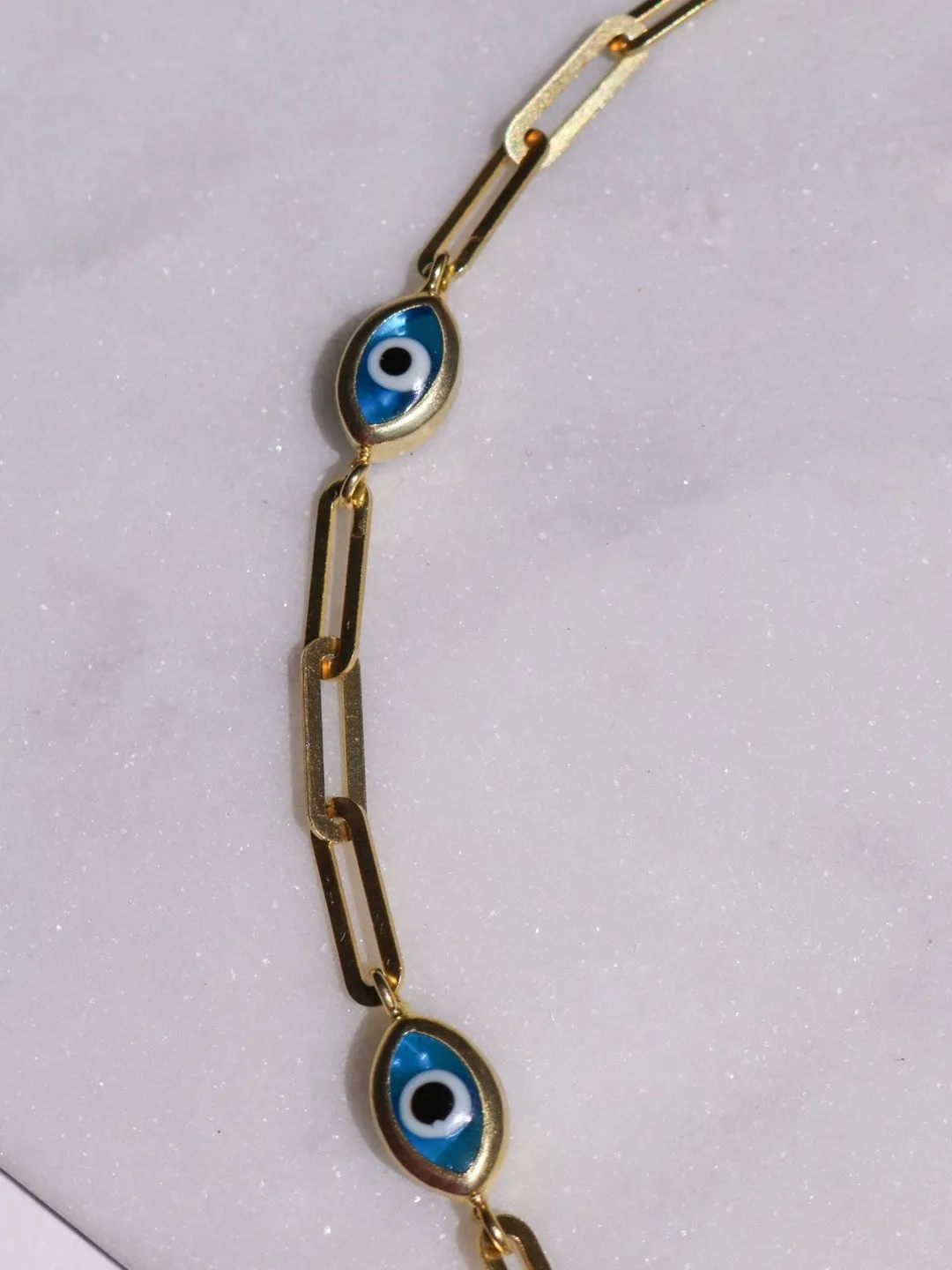 6 Evil Eyes Necklace, 925 Sterling Silver