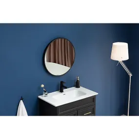 60cm Round Black Wall Mirror, Silver-Plated Glass by Della Francesca