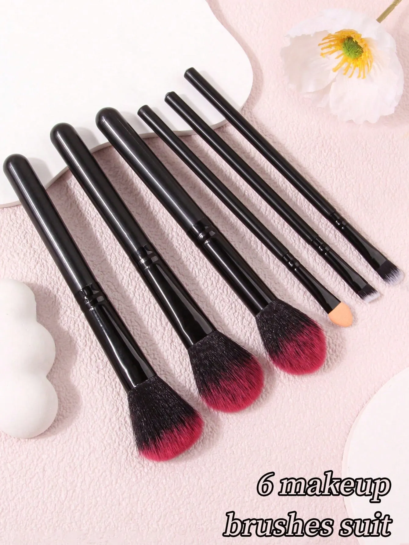 6pcs Gray Marble Makeup Brush Set - Face Contouring, Blush, Precision Eye Shadow, Multi-Functional Brushes