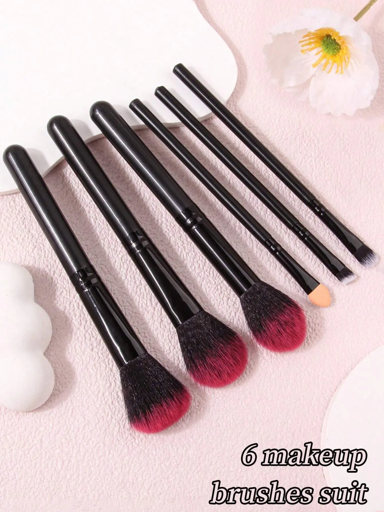 6pcs Gray Marble Makeup Brush Set - Face Contouring, Blush, Precision Eye Shadow, Multi-Functional Brushes