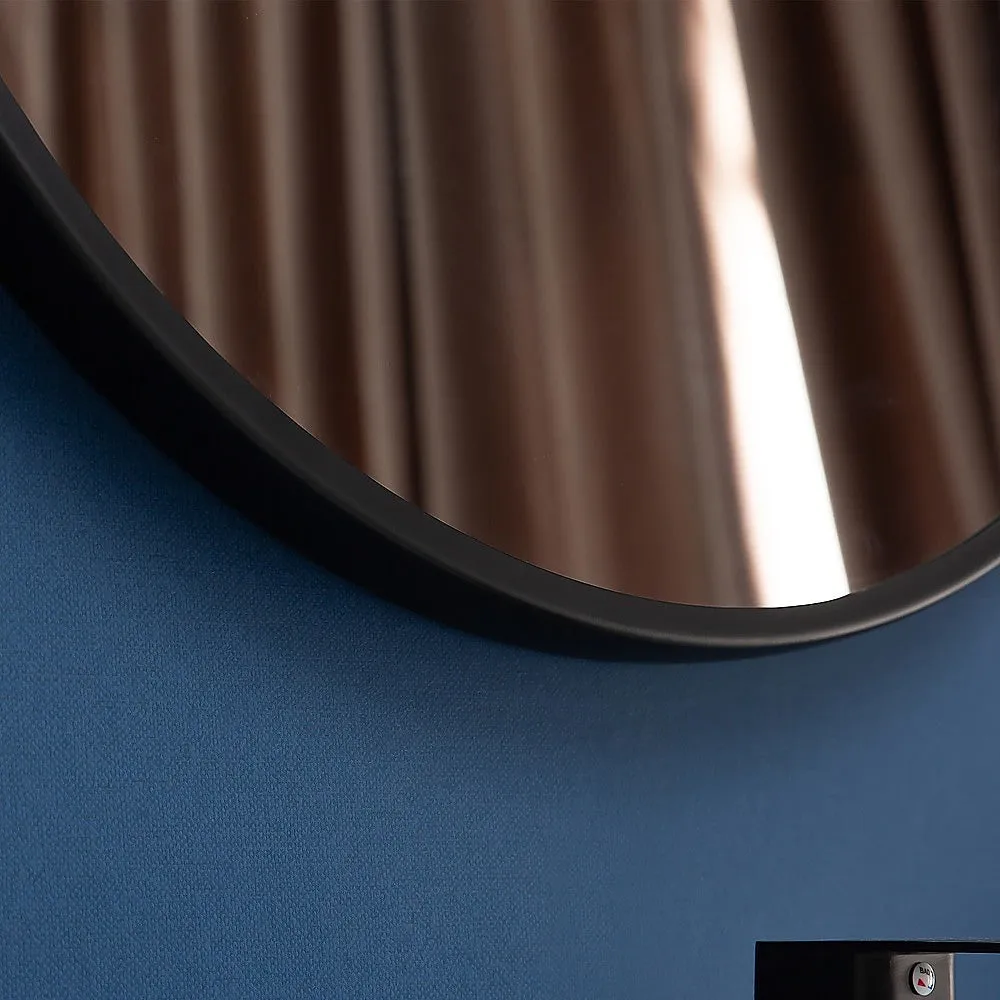 70cm Black Round Wall Makeup Mirror, 4-Layer Silver-Plated