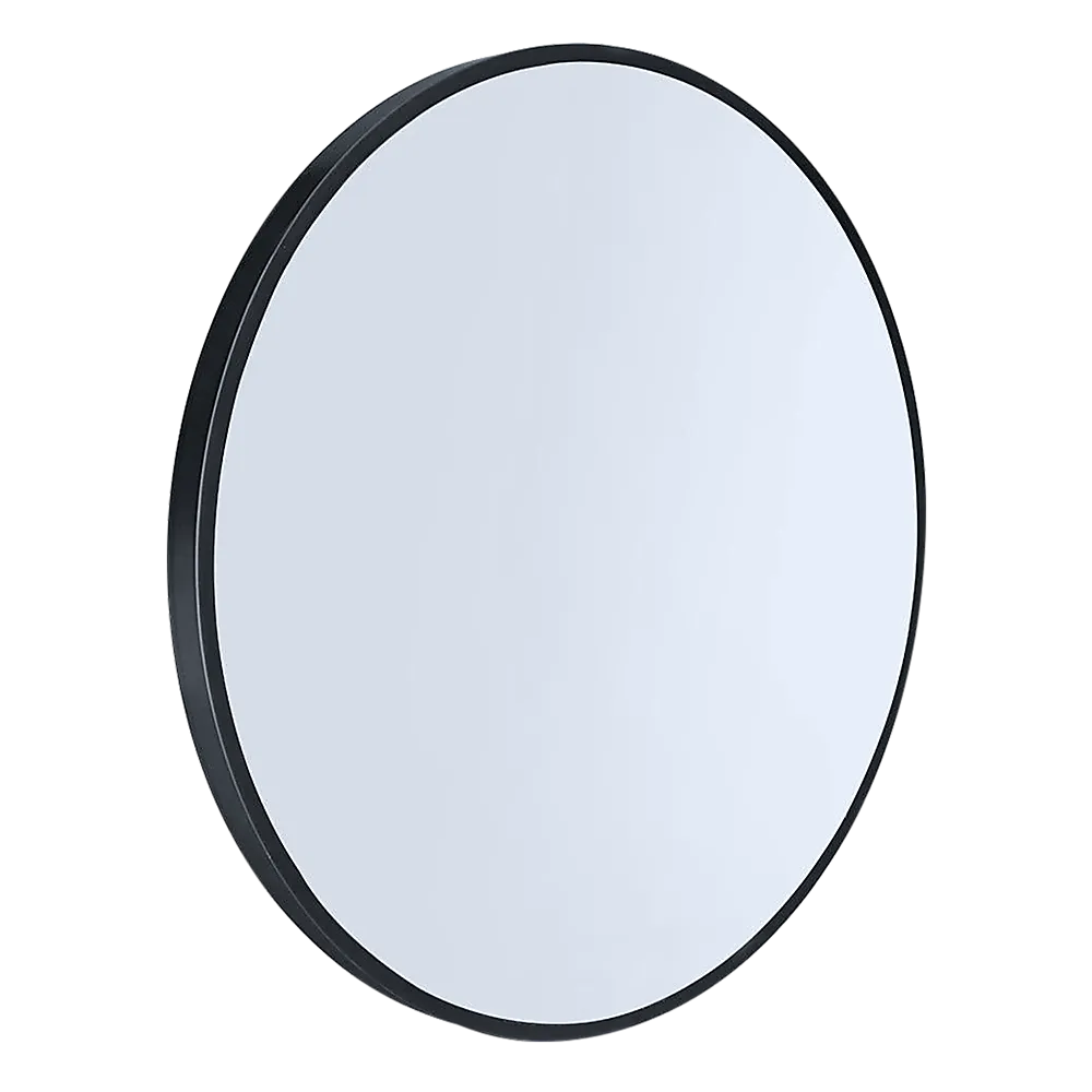 70cm Black Round Wall Makeup Mirror, 4-Layer Silver-Plated