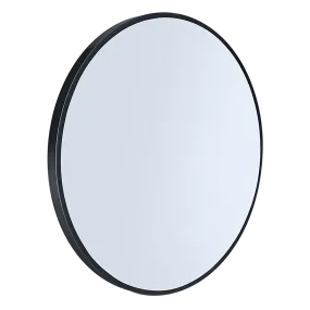 70cm Black Round Wall Makeup Mirror, 4-Layer Silver-Plated