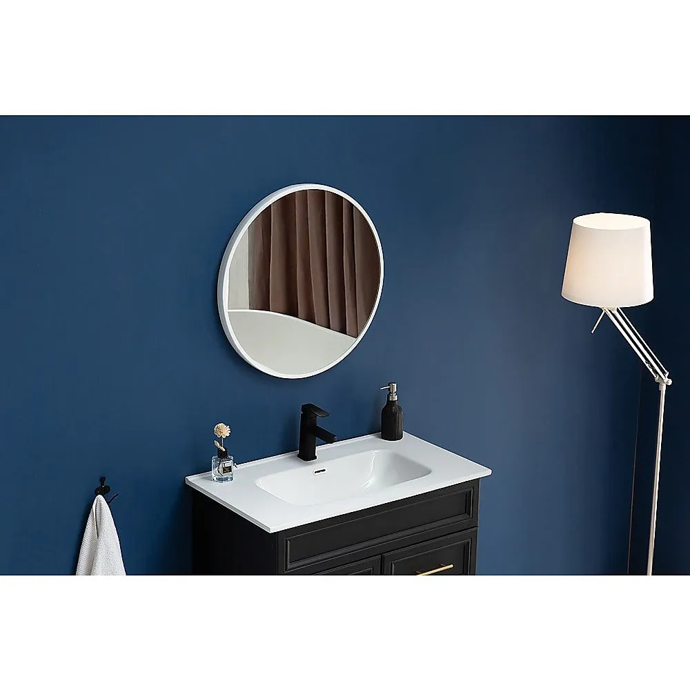 70cm Round White Wall Mirror with MDF Frame - Della Francesca