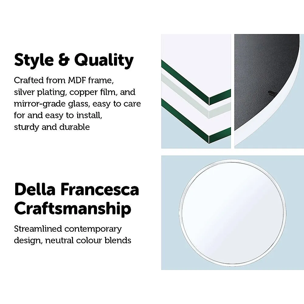 70cm Round White Wall Mirror with MDF Frame - Della Francesca