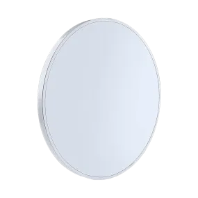 80cm Round Silver-Plated Wall Mirror, White Frame, Della Francesca