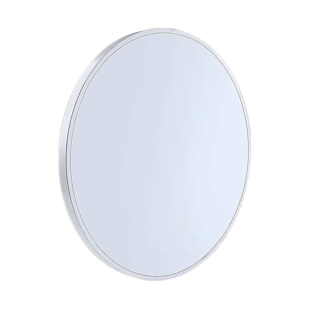 80cm Round Silver-Plated Wall Mirror, White Frame, Della Francesca