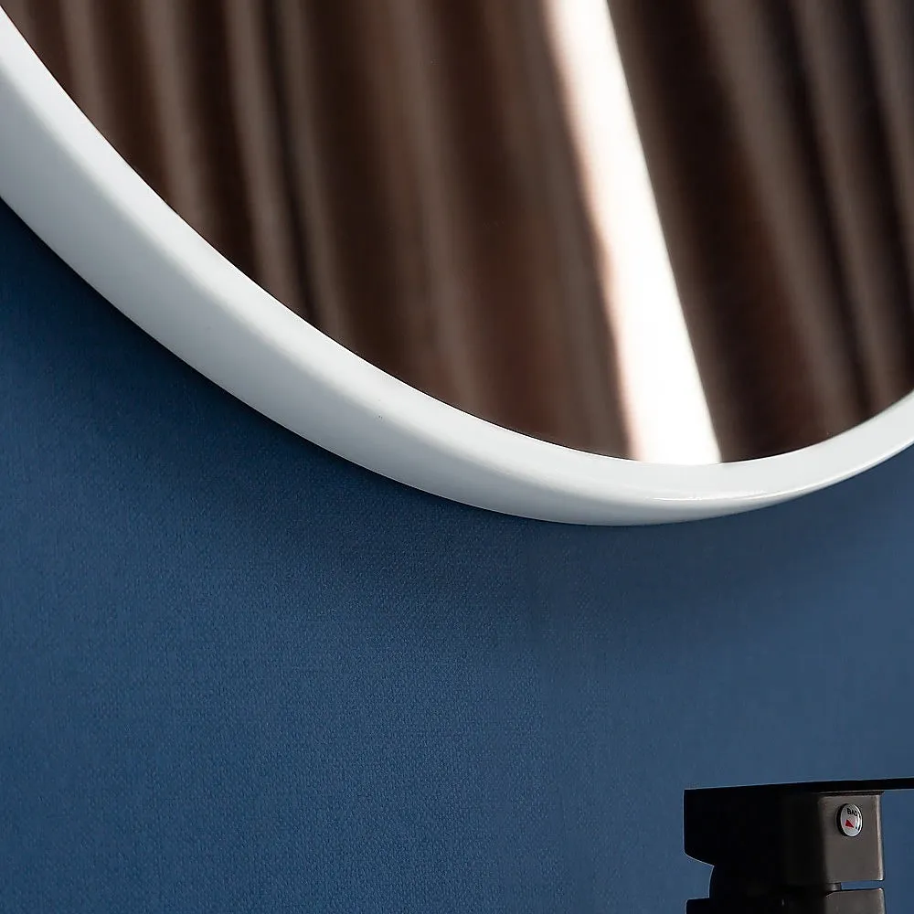 80cm Round Silver-Plated Wall Mirror, White Frame, Della Francesca