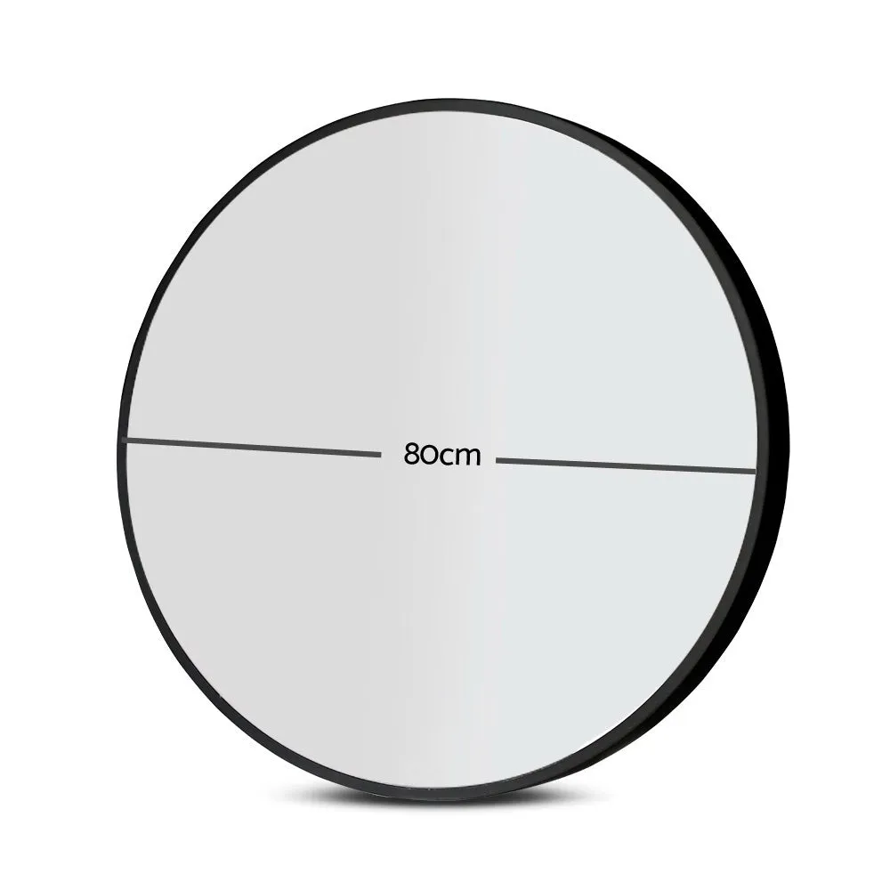 80cm Round Wall Mirror, Mist Removal, MDF Frame, Embellir