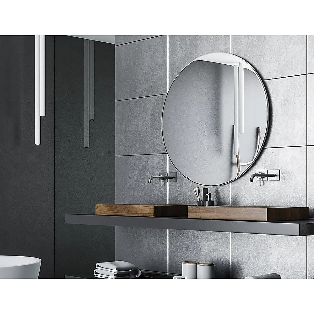 90cm Round Black Frame Wall Mirror, 4-Layer Silver Plating