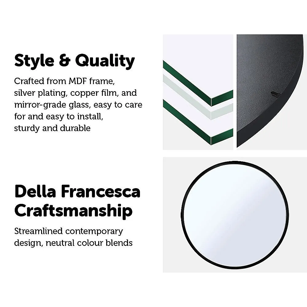 90cm Round Black Frame Wall Mirror, 4-Layer Silver Plating