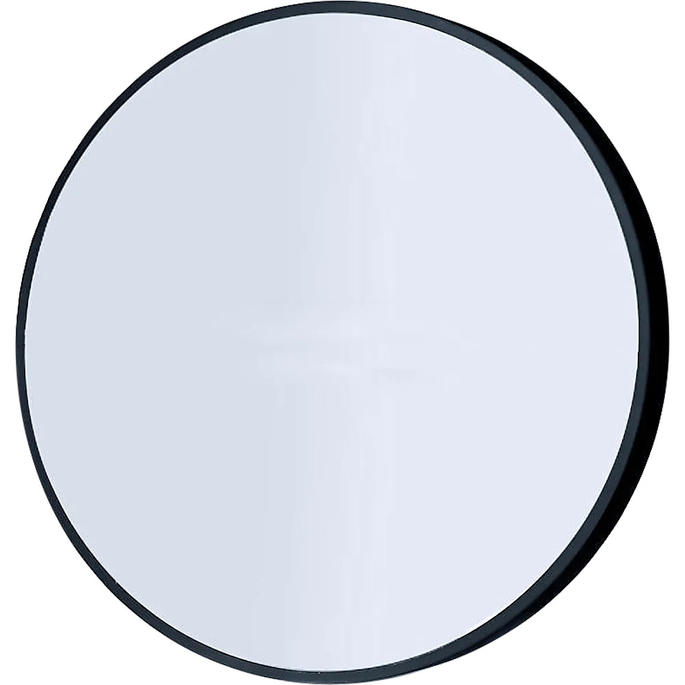 90cm Round Black Frame Wall Mirror, 4-Layer Silver Plating