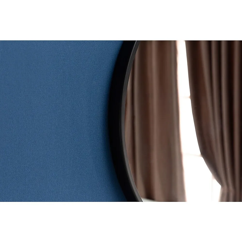 90cm Round Black Frame Wall Mirror, 4-Layer Silver Plating
