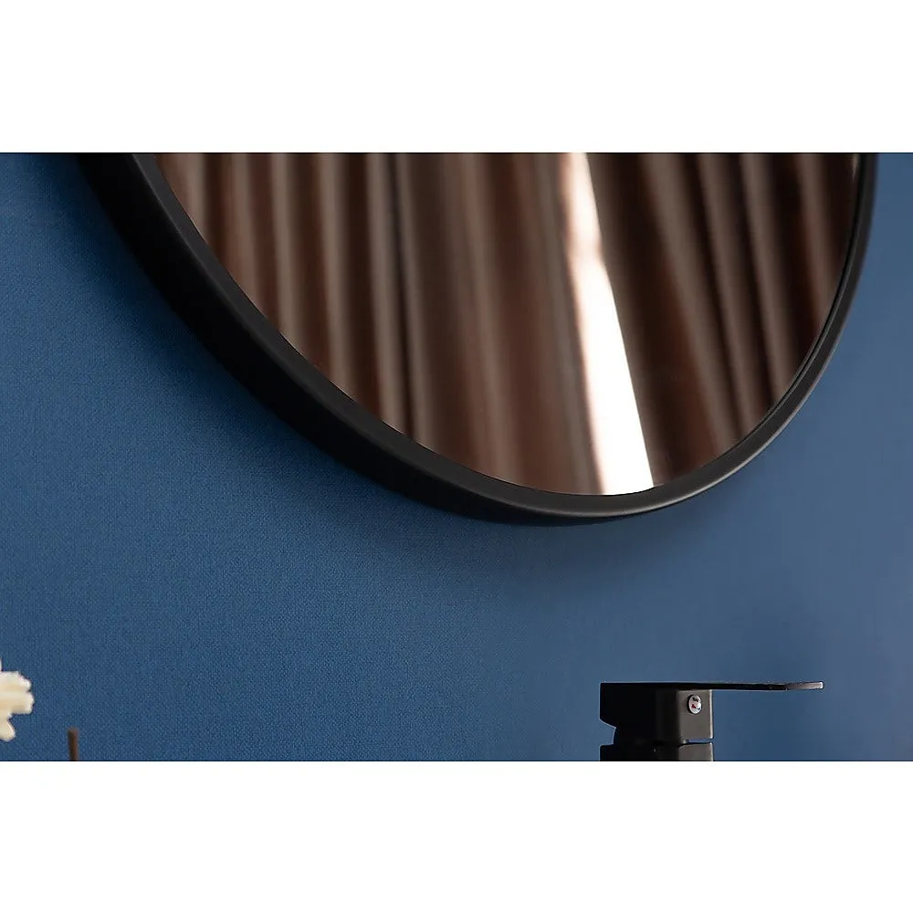 90cm Round Black Frame Wall Mirror, 4-Layer Silver Plating