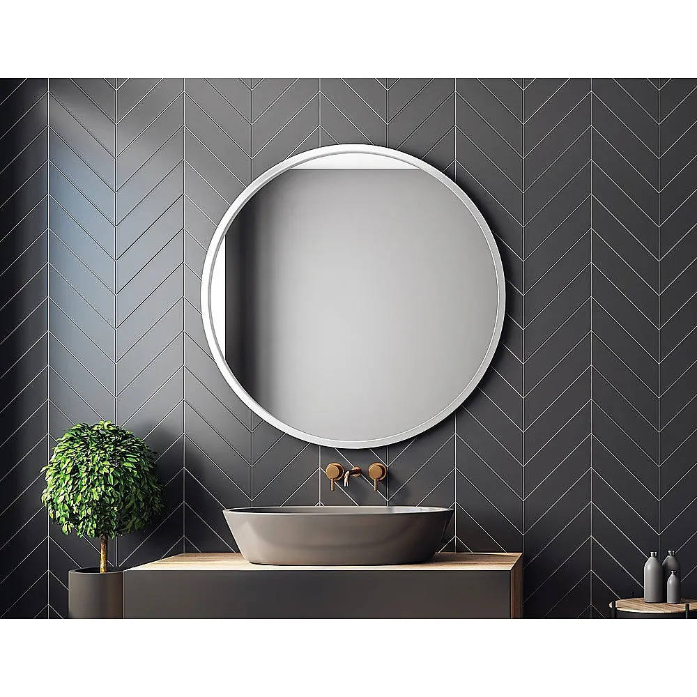 90cm Round White Wall Mirror, High Clarity, Contemporary - Della Francesca
