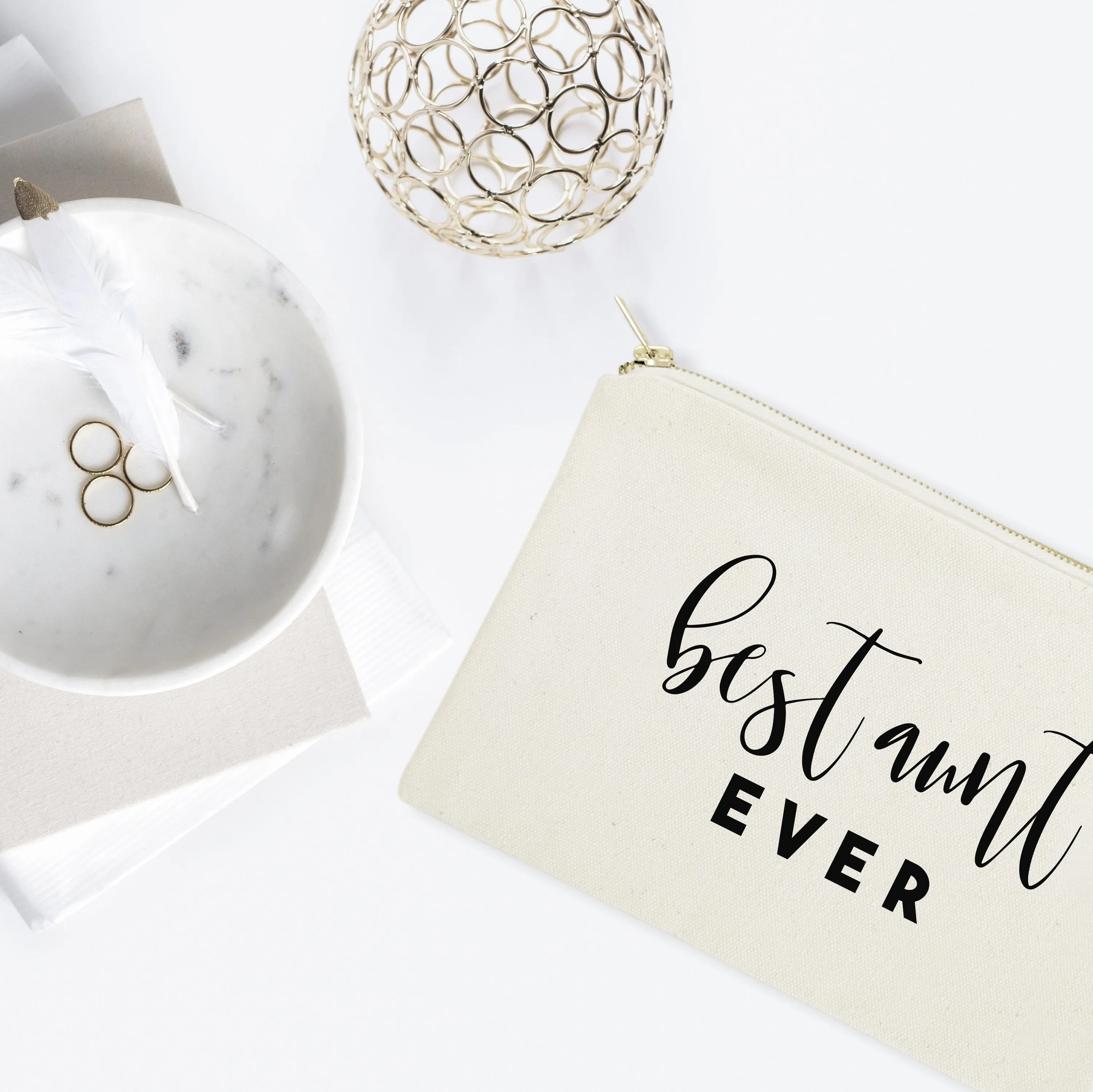Best Aunt Ever Cotton Canvas Cosmetic Bag
