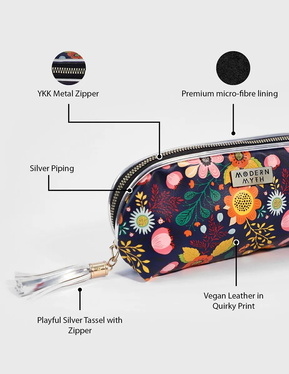 Boho Garden Silver Multi-Purpose Makeup Pouch | Modern Myth
