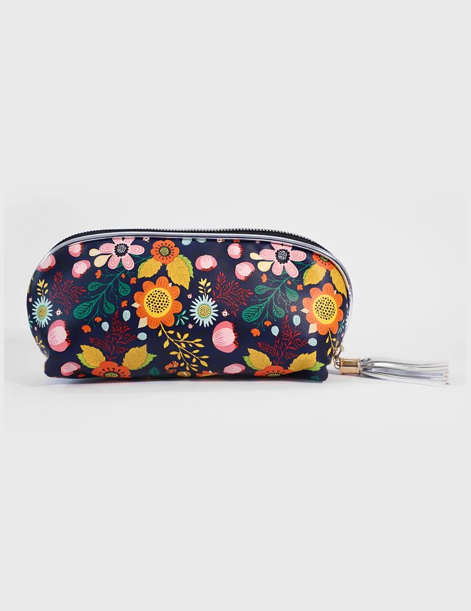 Boho Garden Silver Multi-Purpose Makeup Pouch | Modern Myth
