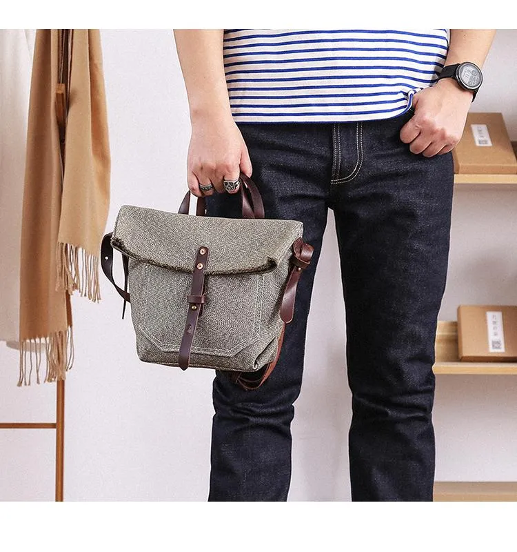 Canvas Mens Womens Small Side Bag Black Handbag Shoulder Bag Messenger Bag for Men