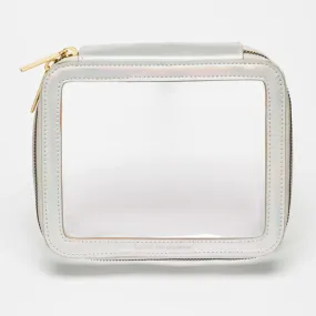 Clear Travel Case Cosmetics Iridescent Embossed 'Adventure Awaits'