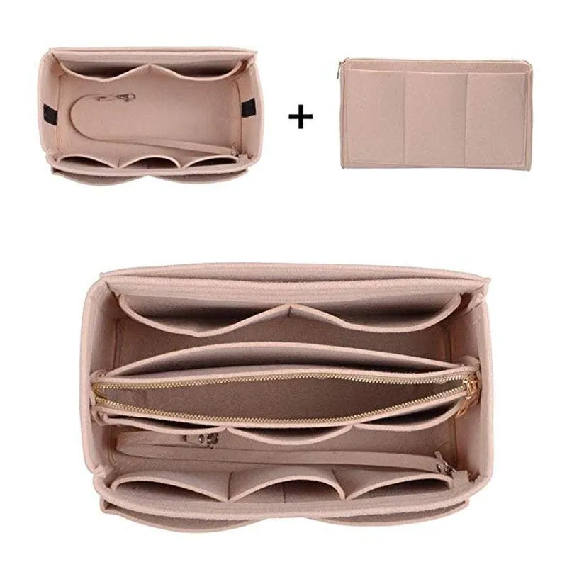 Cosmetic Bags Felt Cloth Handbag Organizer Insert Bag Travel Inner Purse Portable Make up Organizer Fits Speedy Neverfull