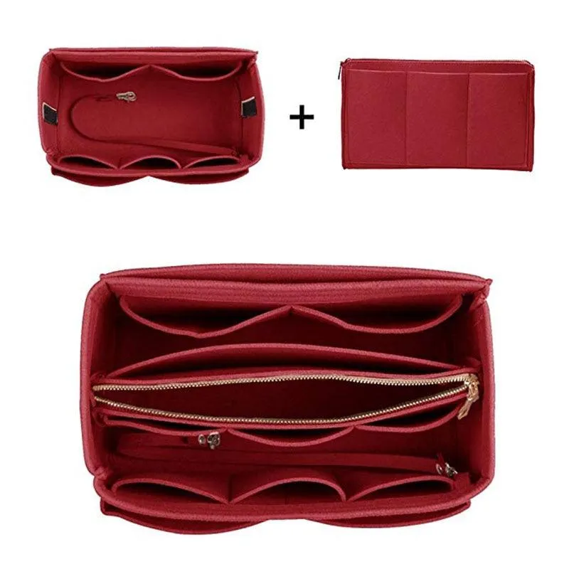 Cosmetic Bags Felt Cloth Handbag Organizer Insert Bag Travel Inner Purse Portable Make up Organizer Fits Speedy Neverfull