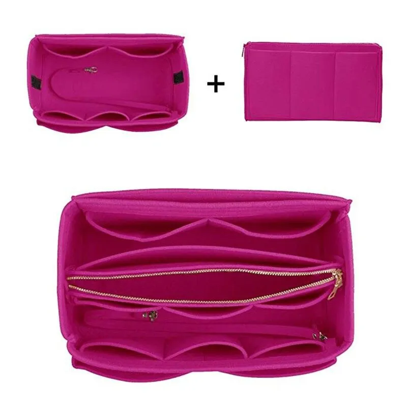 Cosmetic Bags Felt Cloth Handbag Organizer Insert Bag Travel Inner Purse Portable Make up Organizer Fits Speedy Neverfull