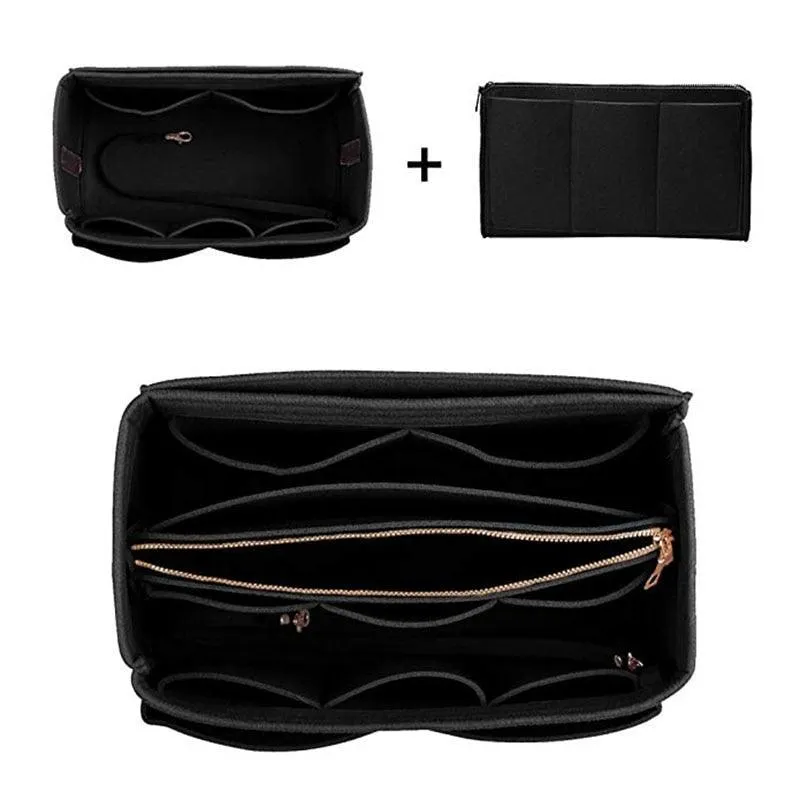 Cosmetic Bags Felt Cloth Handbag Organizer Insert Bag Travel Inner Purse Portable Make up Organizer Fits Speedy Neverfull