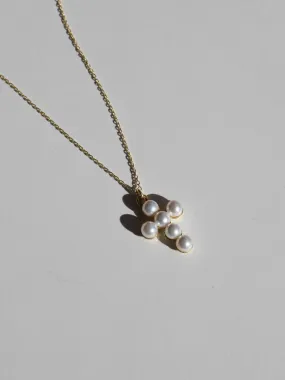 Cross with Pearls Necklace, 925 Sterling Silver