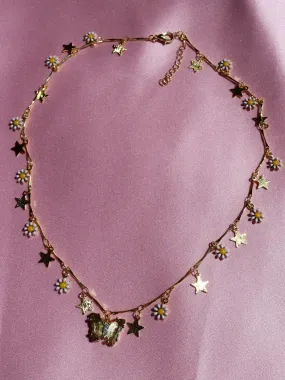 Daisy and Butterfly Garden Necklace