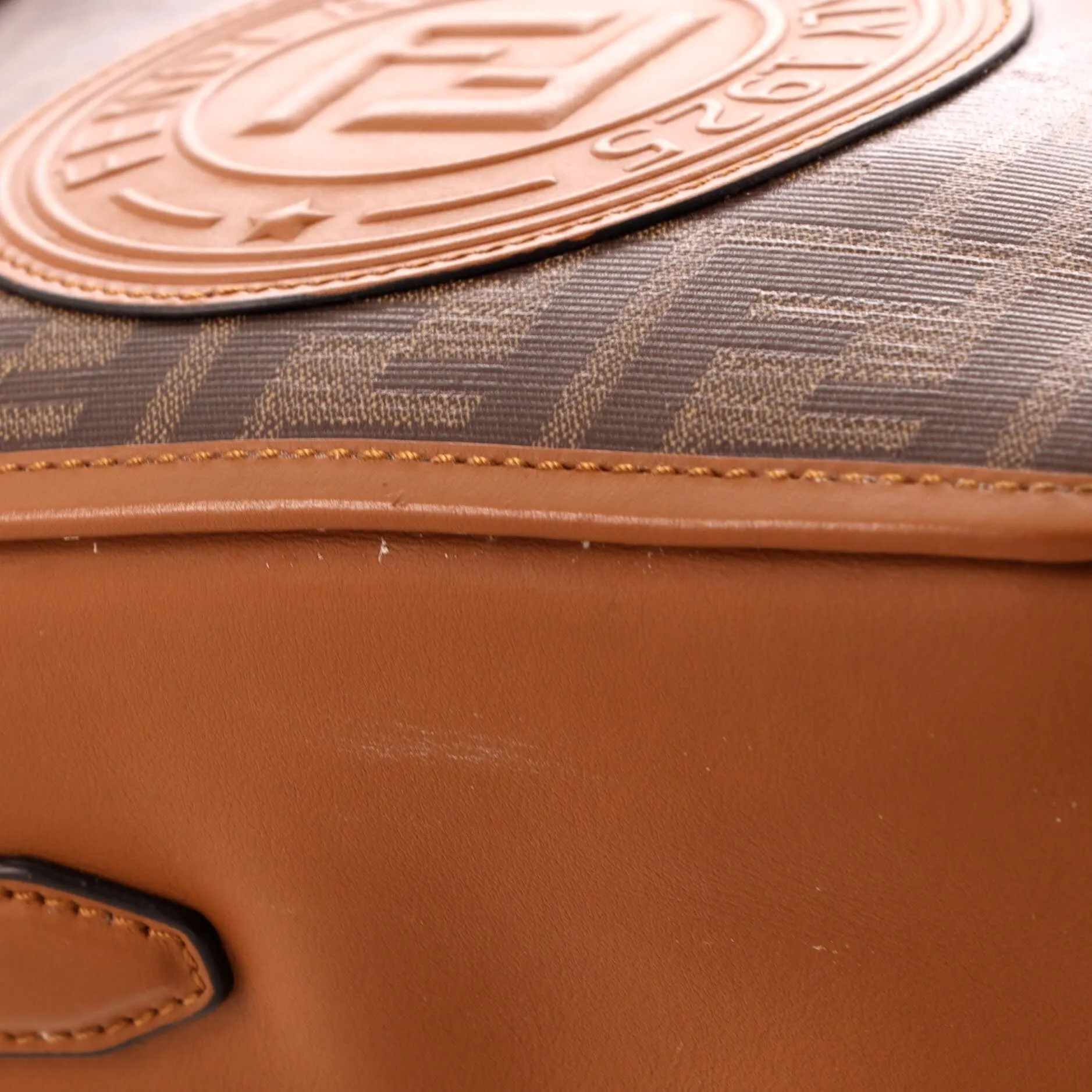 FF Logo Stamp Camera Bag Zucca Coated Canvas Small