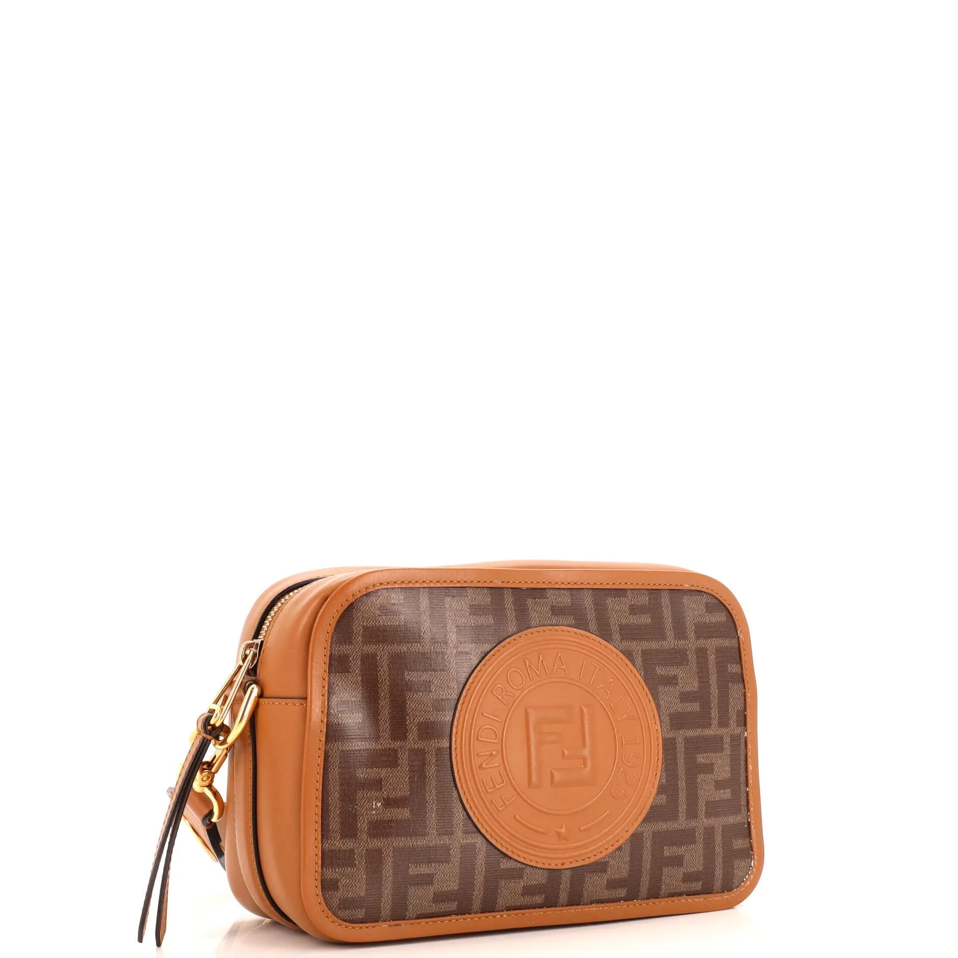 FF Logo Stamp Camera Bag Zucca Coated Canvas Small
