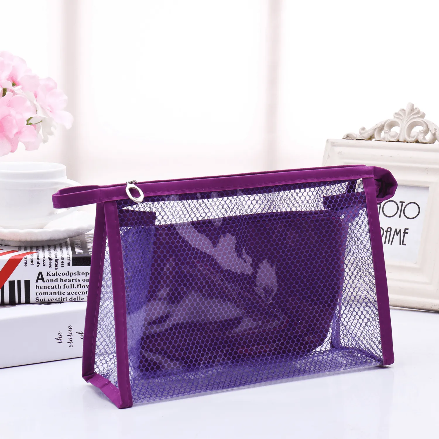 Honana BX-112 Waterproof PVC Cosmetic Bags Two-Piece Suit Net Travel Makeup Transparent Bag