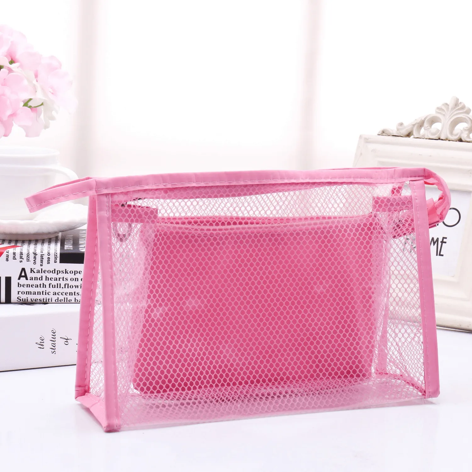 Honana BX-112 Waterproof PVC Cosmetic Bags Two-Piece Suit Net Travel Makeup Transparent Bag
