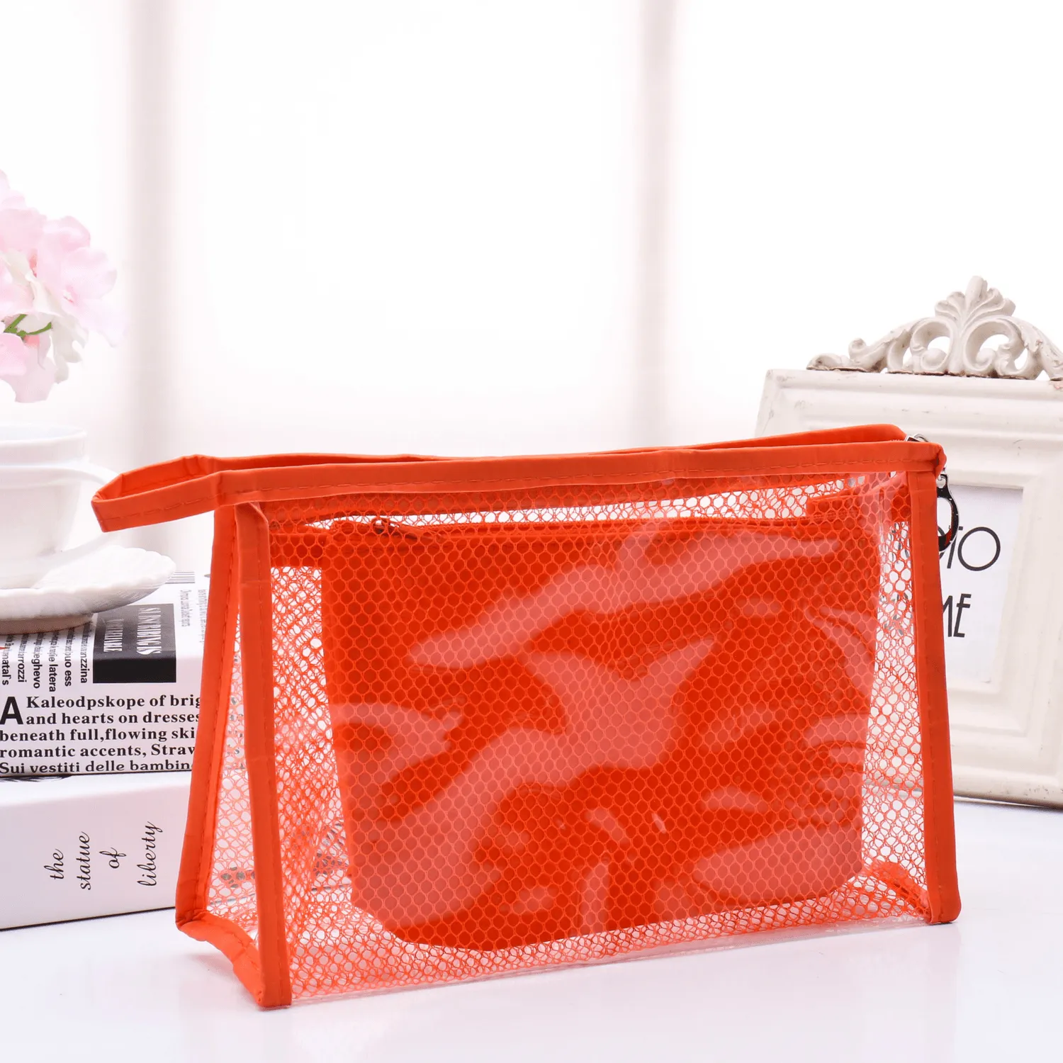 Honana BX-112 Waterproof PVC Cosmetic Bags Two-Piece Suit Net Travel Makeup Transparent Bag