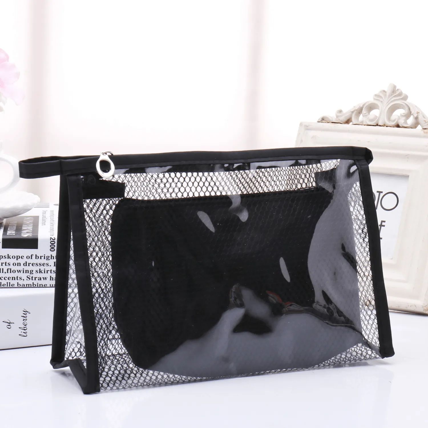 Honana BX-112 Waterproof PVC Cosmetic Bags Two-Piece Suit Net Travel Makeup Transparent Bag