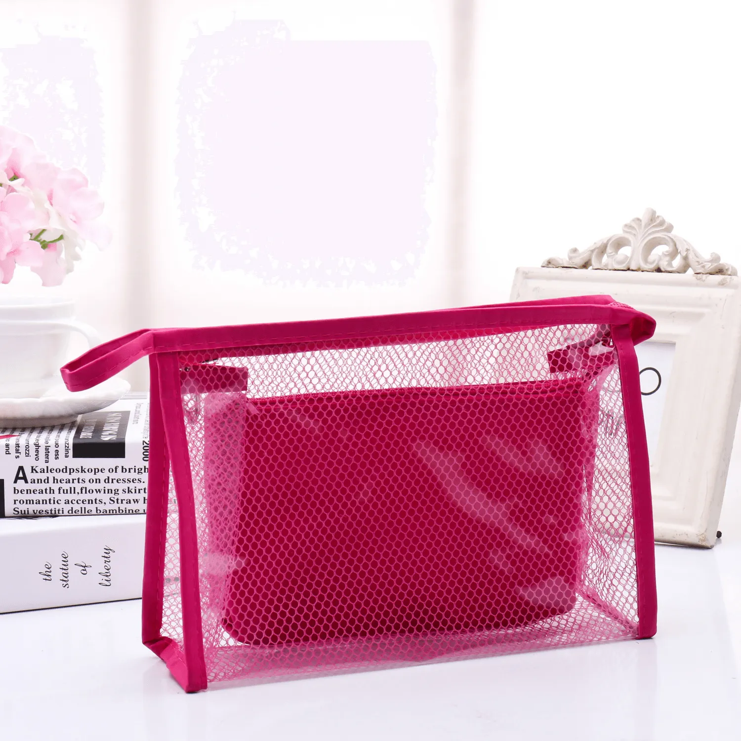 Honana BX-112 Waterproof PVC Cosmetic Bags Two-Piece Suit Net Travel Makeup Transparent Bag