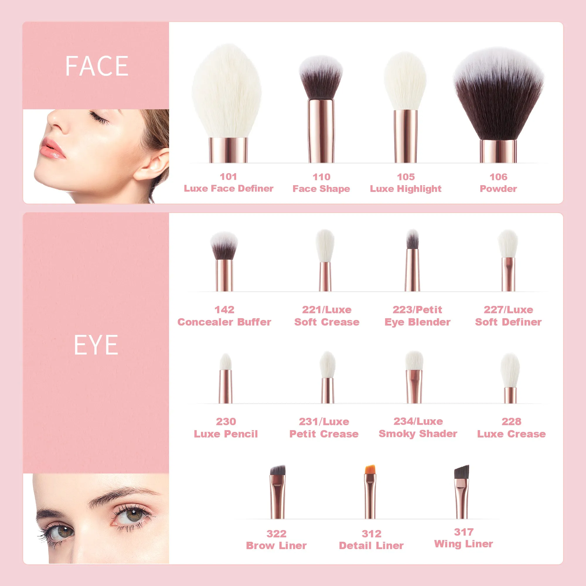 Individual 15Pcs Makeup Brush Set T162