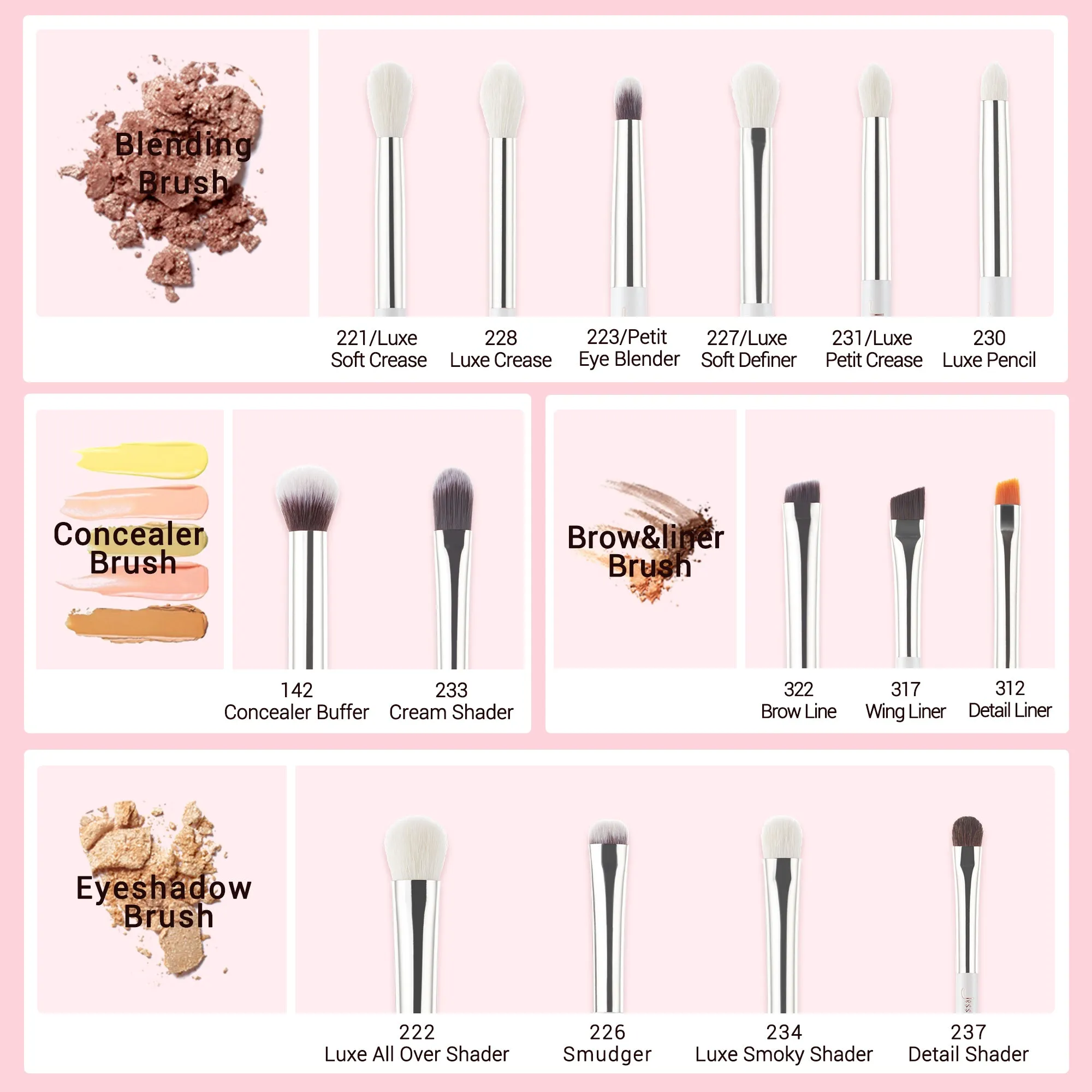 Individual Eye Brushes 15Pcs T237