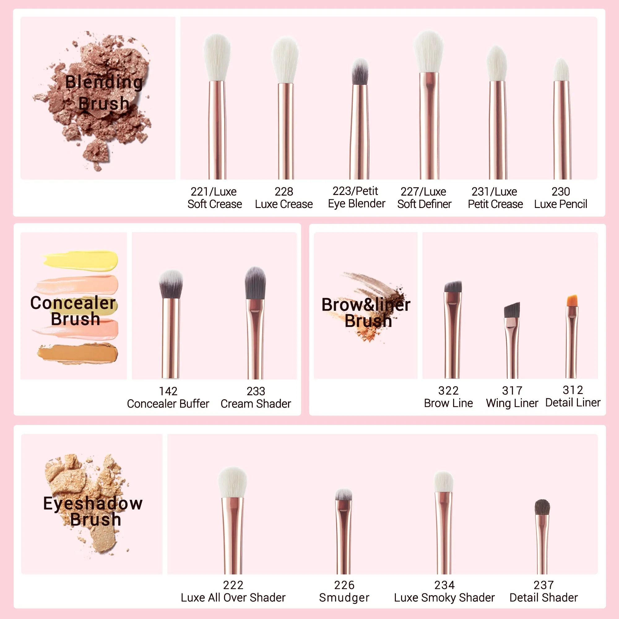 Individual Eyeshadow Brushes 15Pcs T217