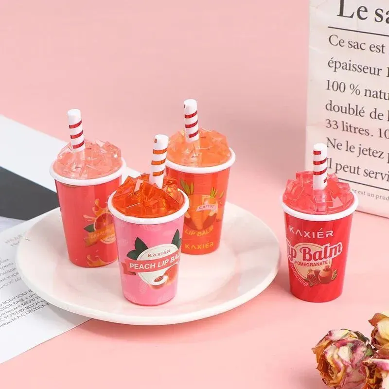 KAXIER 1Pcs Crush Cup Lip Balm Natural & Moisturizing Ice Cream Lip Balm