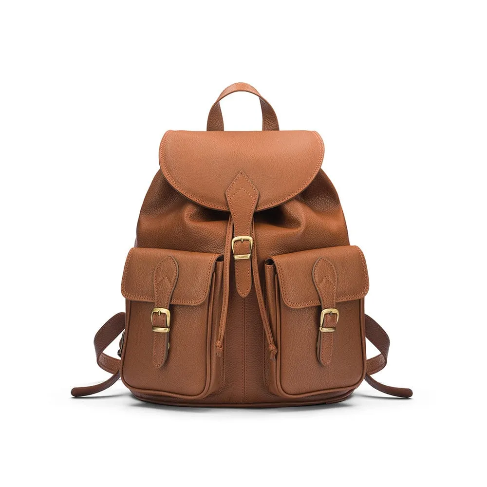 Large Leather Backpack - Tan