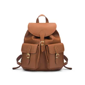 Large Leather Backpack - Tan