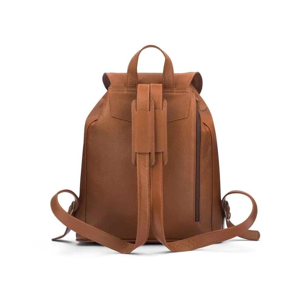Large Leather Backpack - Tan