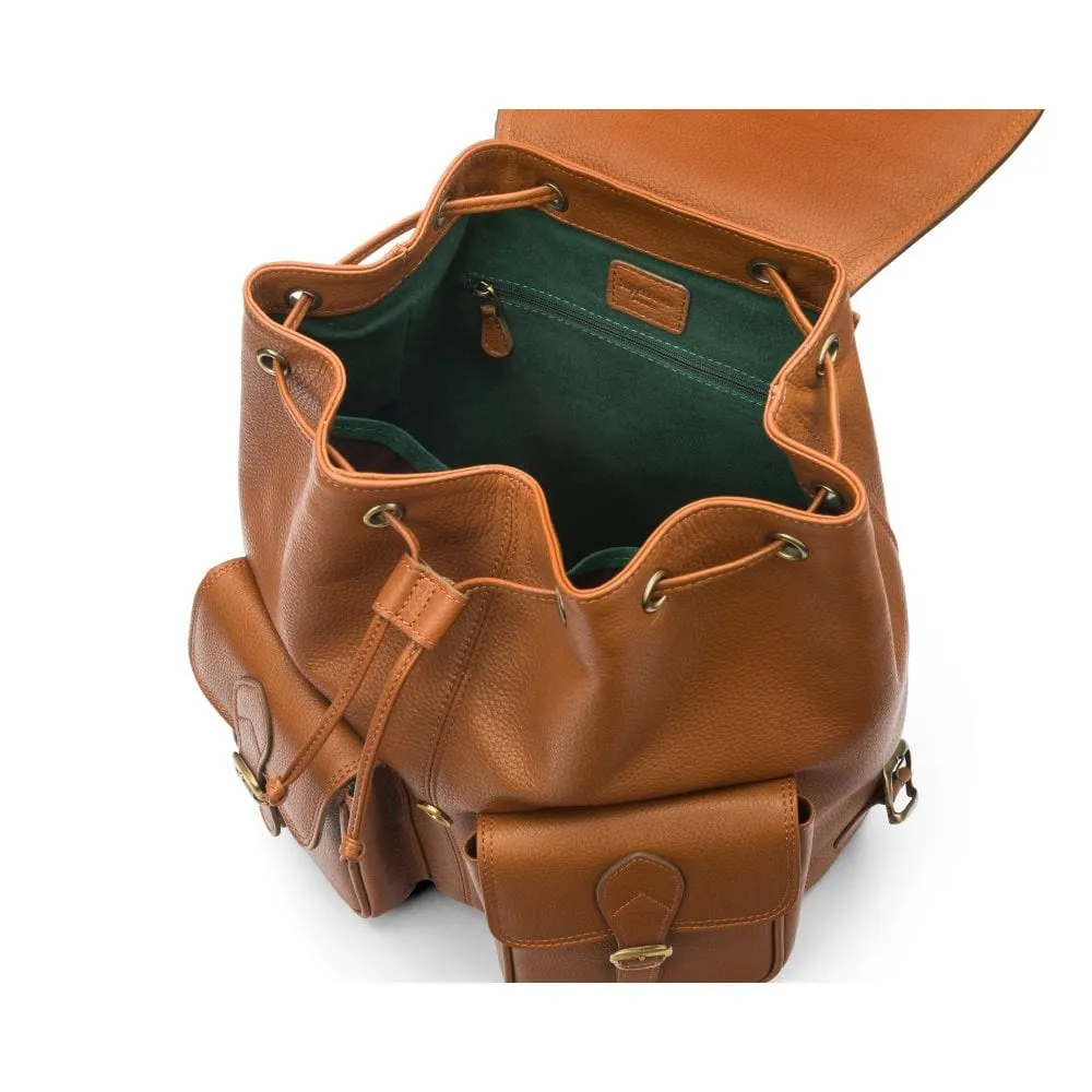 Large Leather Backpack - Tan